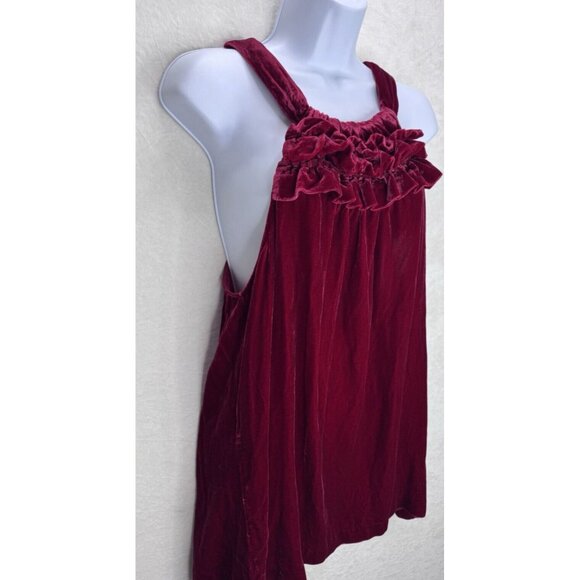 Sundance Women's Raspberry Velvet Ruffle Tank Top Size Large - Picture 3 of 11